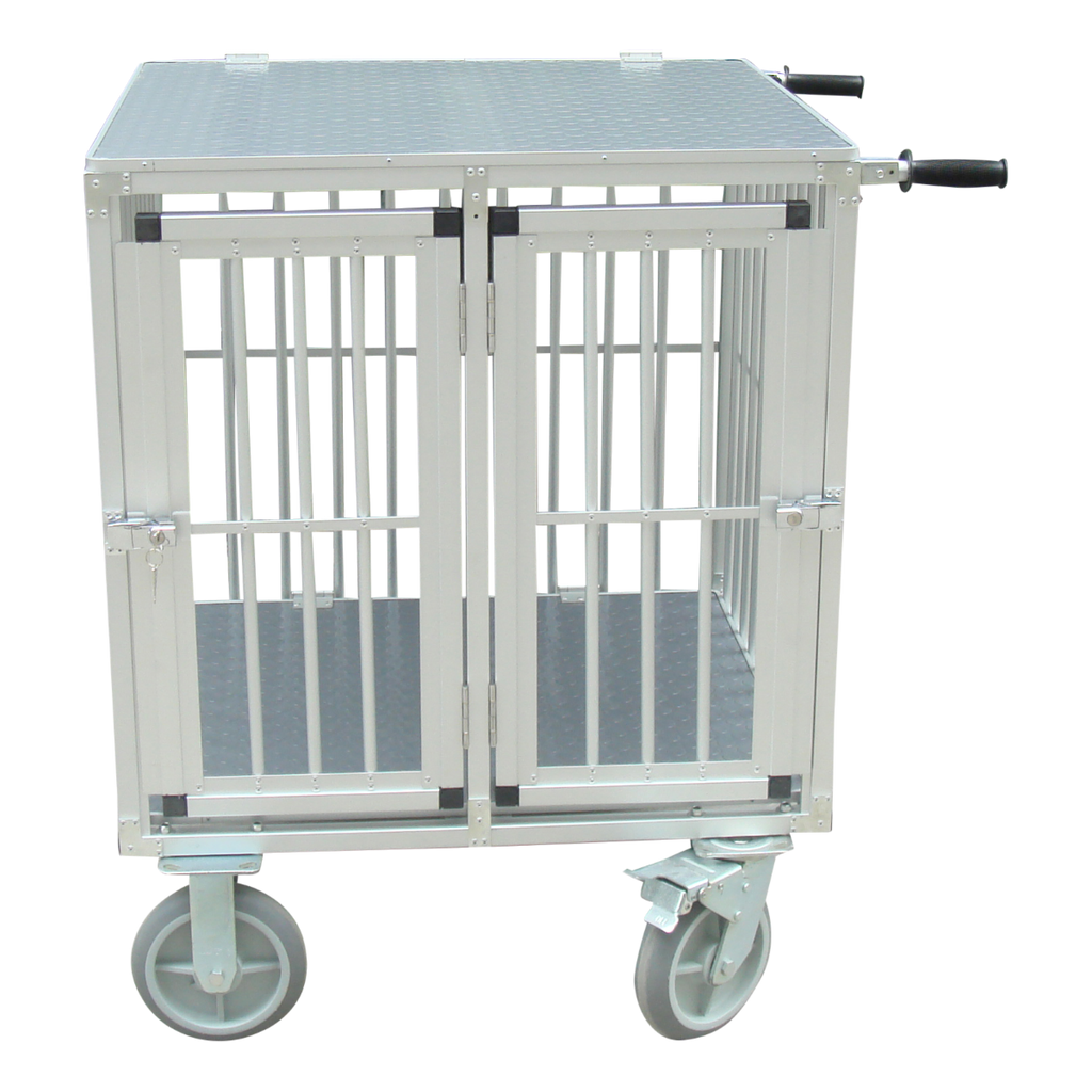 SHOWTROLLEY EXPOSE - VOOR 2 HONDEN - ALUMINIUM - MET WIELEN