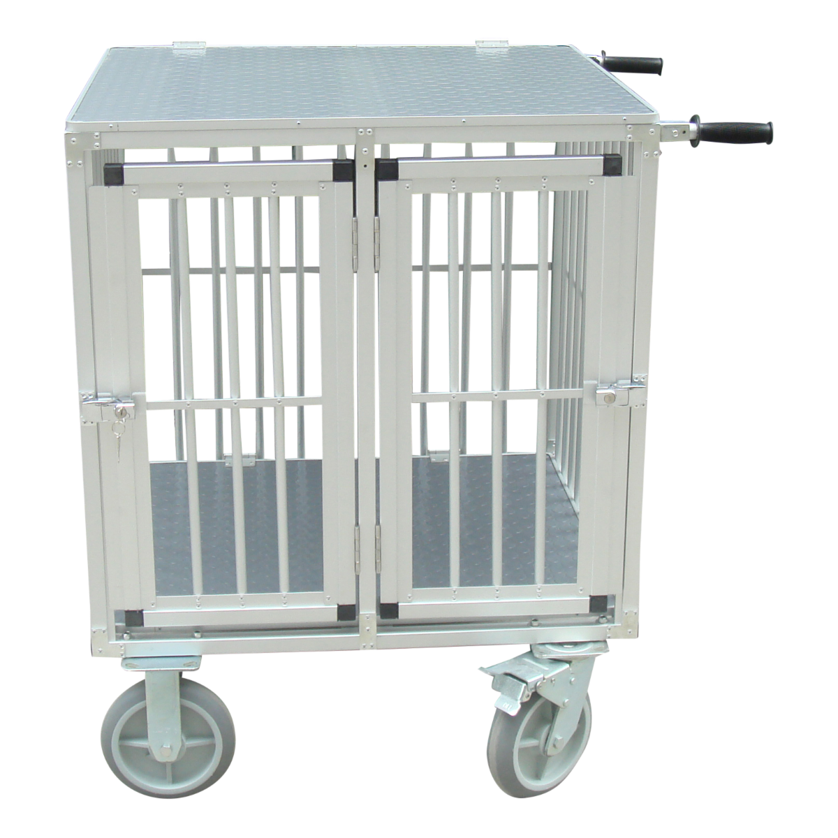 SHOWTROLLEY EXPOSE - VOOR 2 HONDEN - ALUMINIUM - MET WIELEN