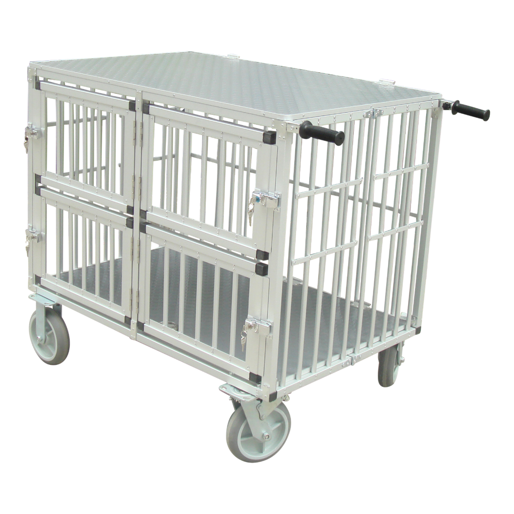 SHOWTROLLEY EXPOSE L - VOOR 4 HONDEN - ALUMINIUM - MET WIELEN - 93 X 70 X 95 CM