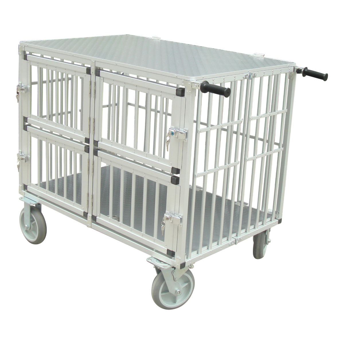 SHOWTROLLEY EXPOSE L - VOOR 4 HONDEN - ALUMINIUM - MET WIELEN - 93 X 70 X 95 CM