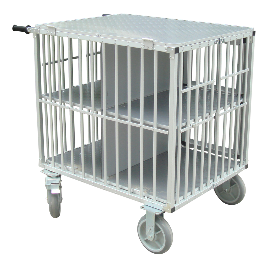 SHOWTROLLEY EXPOSE L - VOOR 4 HONDEN - ALUMINIUM - MET WIELEN - 93 X 70 X 95 CM