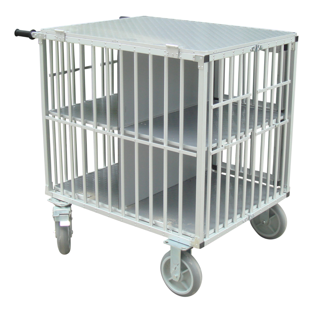 SHOWTROLLEY EXPOSE L - VOOR 4 HONDEN - ALUMINIUM - MET WIELEN - 93 X 70 X 95 CM