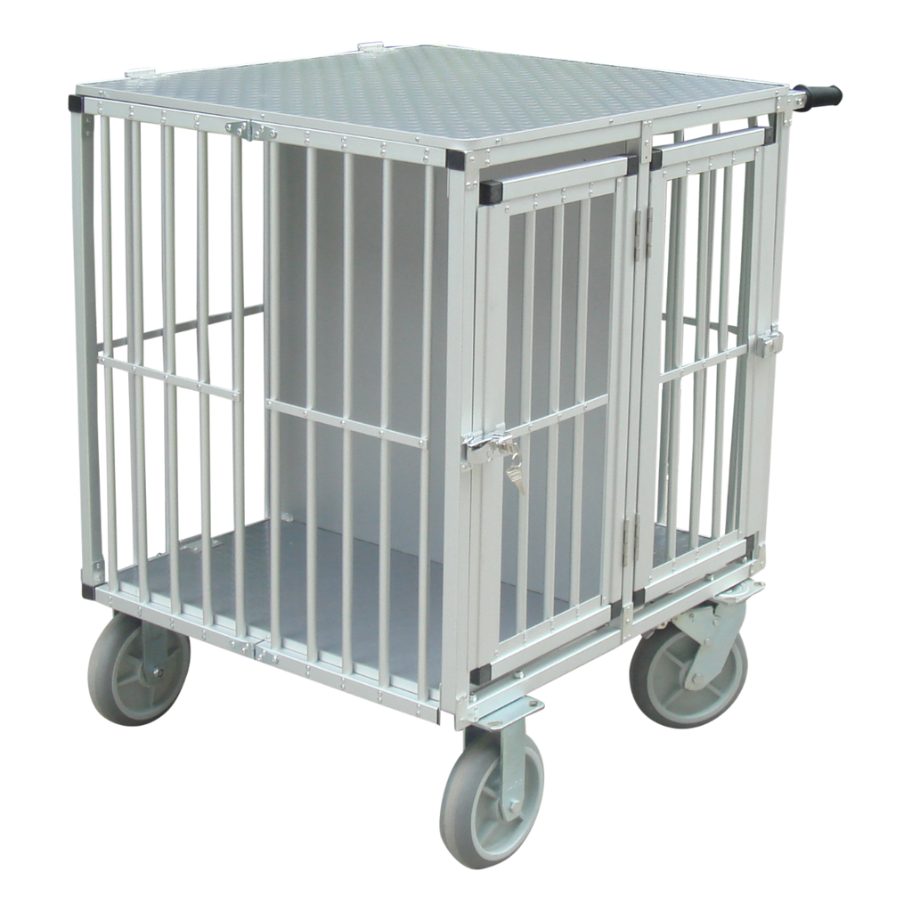 SHOWTROLLEY EXPOSE - VOOR 2 HONDEN - ALUMINIUM - MET WIELEN