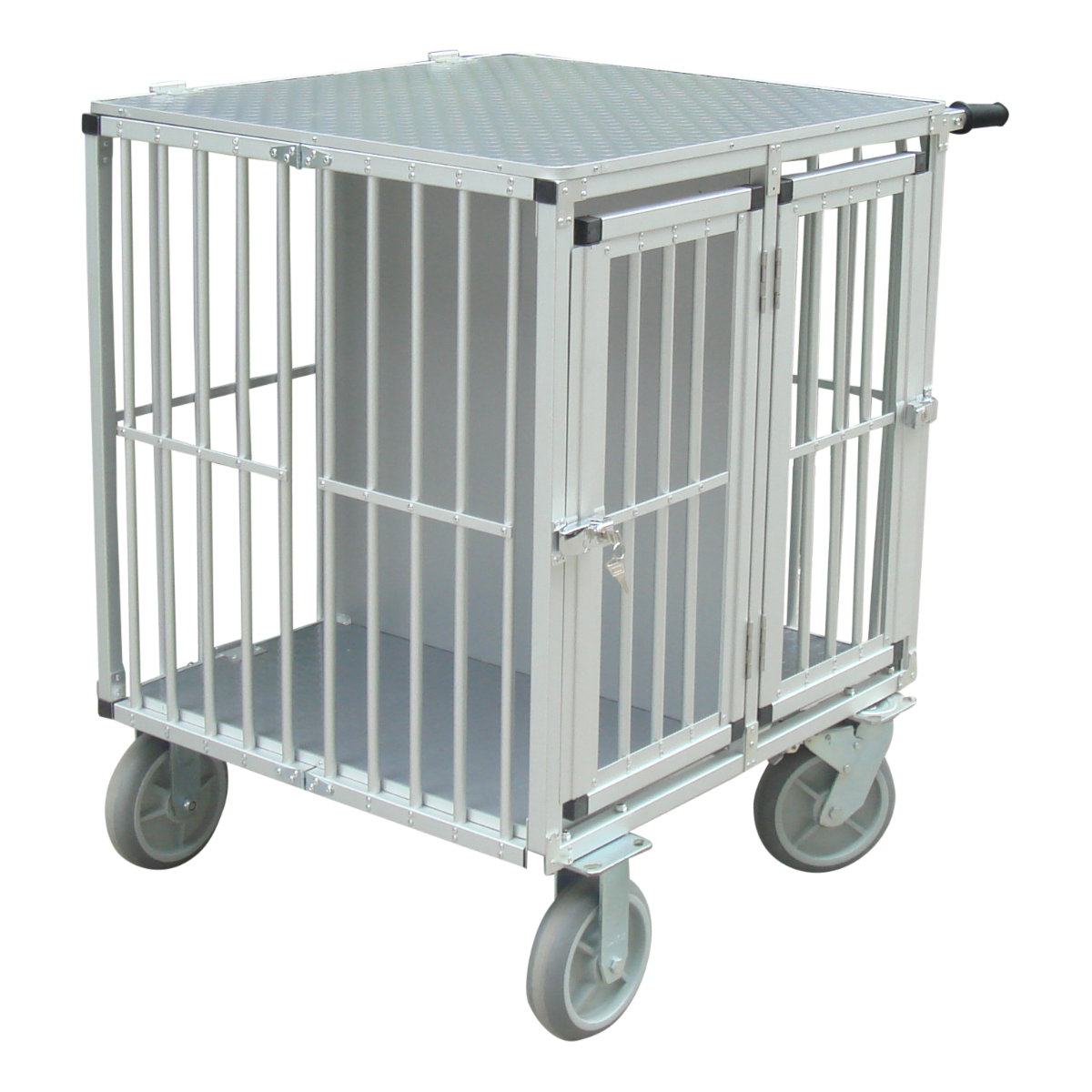 SHOWTROLLEY EXPOSE - VOOR 2 HONDEN - ALUMINIUM - MET WIELEN