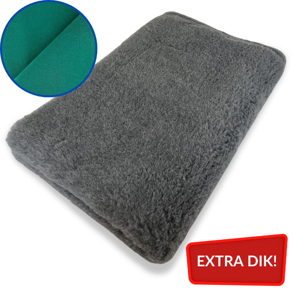 VET BED PROF GRIJS EFFEN - MET GROENE RUG - EXTRA DIK - 35 MM