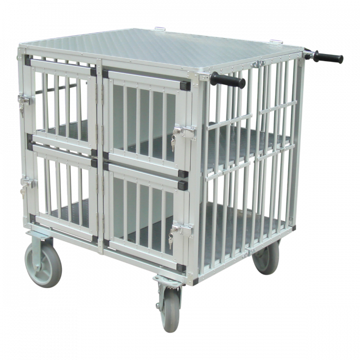 SHOWTROLLEY EXPOSE L - VOOR 4 HONDEN - ALUMINIUM - MET WIELEN - 93 X 70 X 95 CM