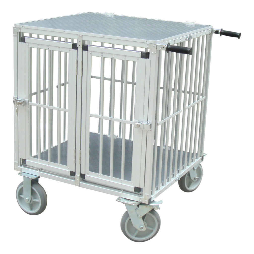 SHOWTROLLEY EXPOSE - VOOR 2 HONDEN - ALUMINIUM - MET WIELEN