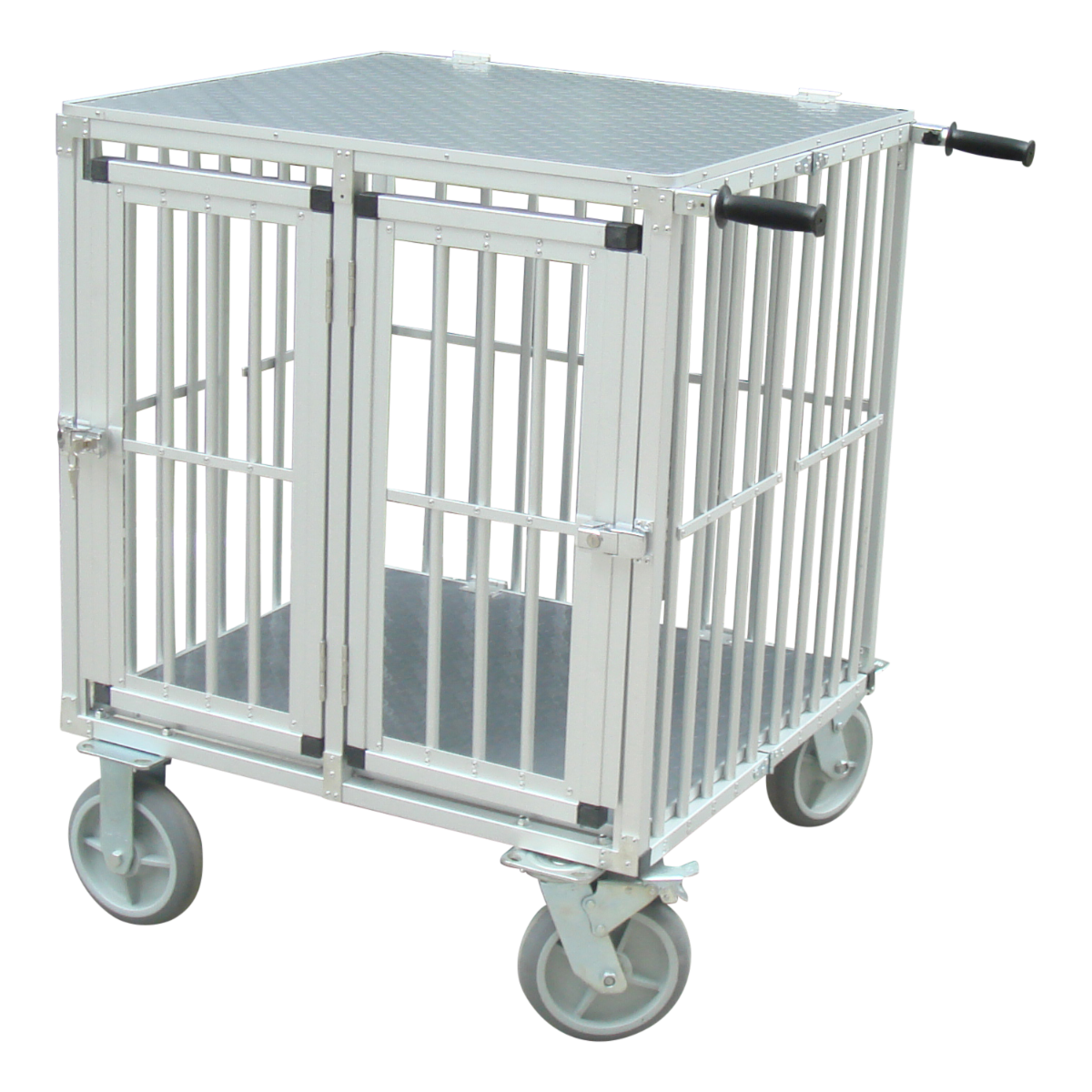 SHOWTROLLEY EXPOSE - VOOR 2 HONDEN - ALUMINIUM - MET WIELEN