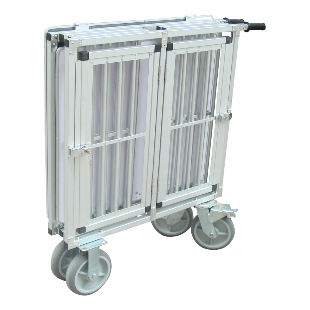 SHOWTROLLEY EXPOSE - VOOR 2 HONDEN - ALUMINIUM - MET WIELEN