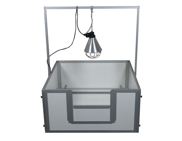 Hundos Pro Werpkist maat XL 120x120x60 cm. inclusief anti-doodligstang en warmtelamp beugel