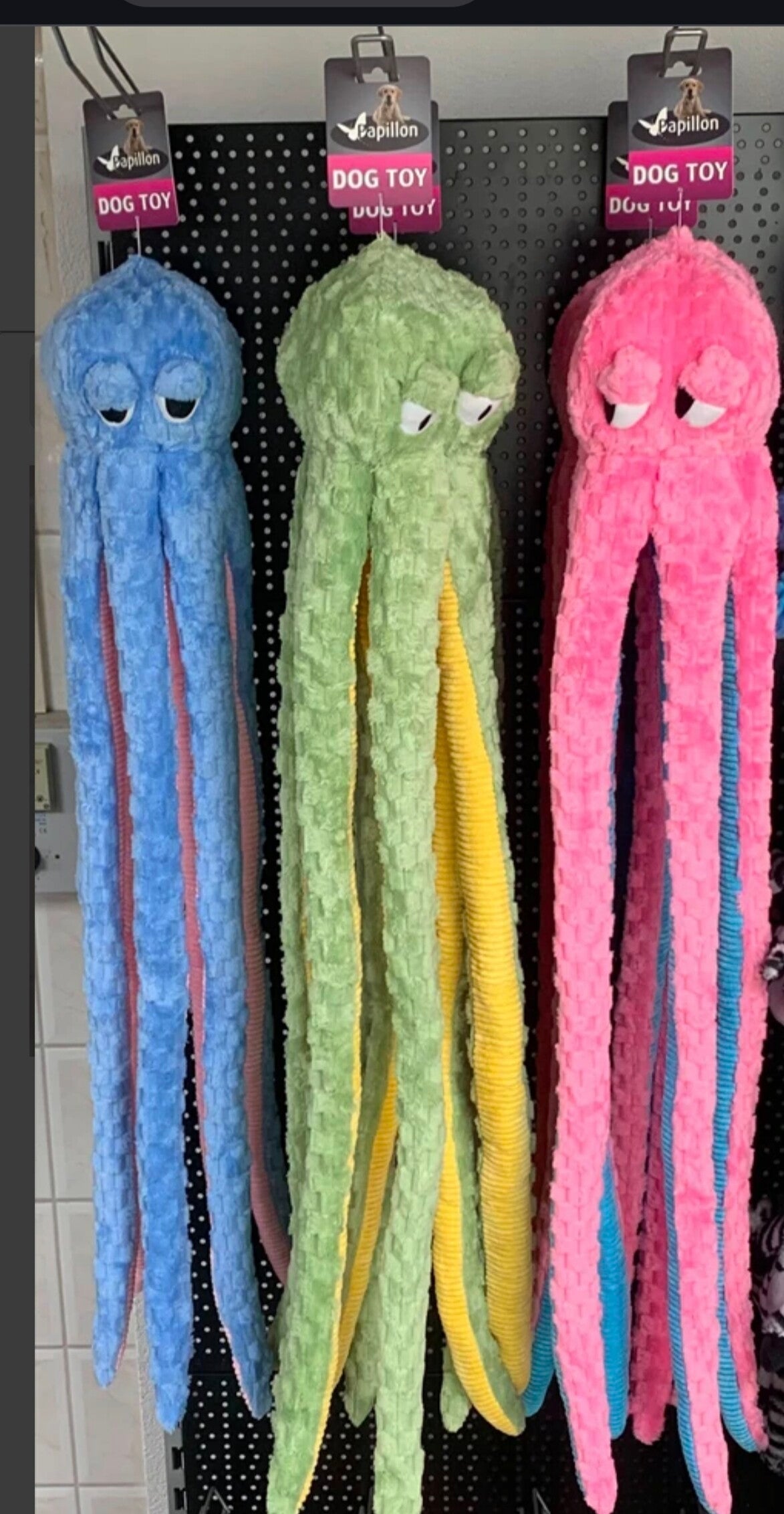 Pluche octopus 100 cm in groen, blauw en rose